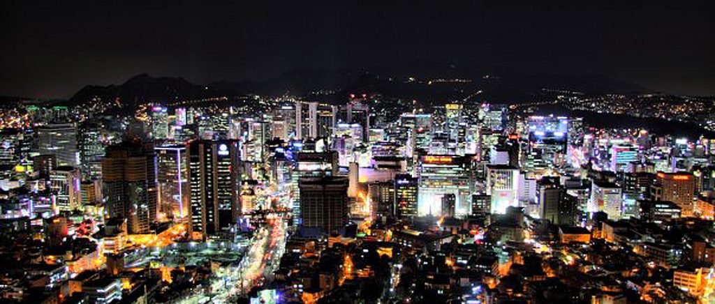 View from N Seoul Tower at night